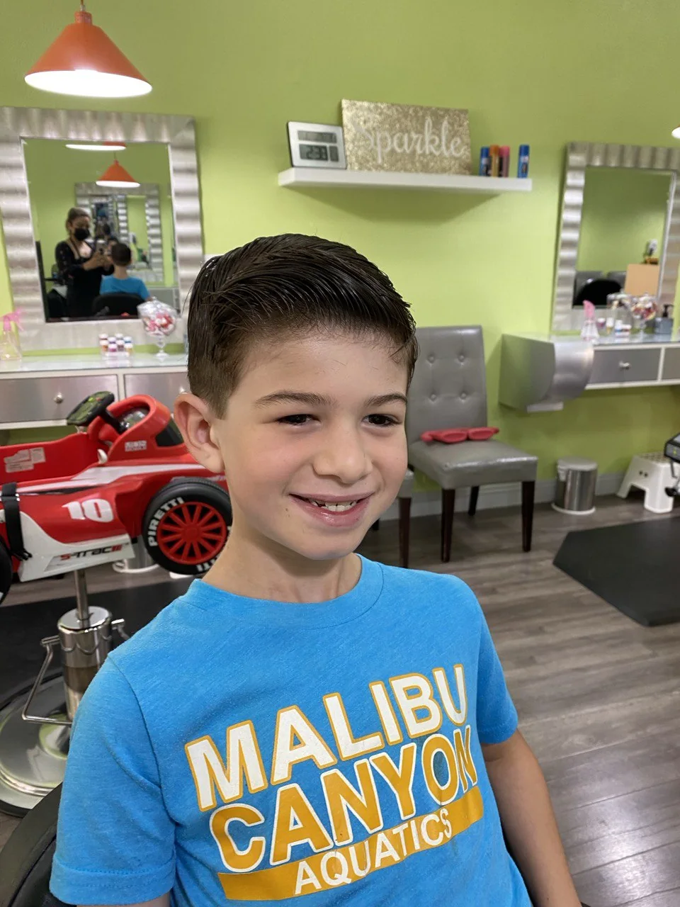 Boy haircut at Sparkles and Spikes kids salon #058