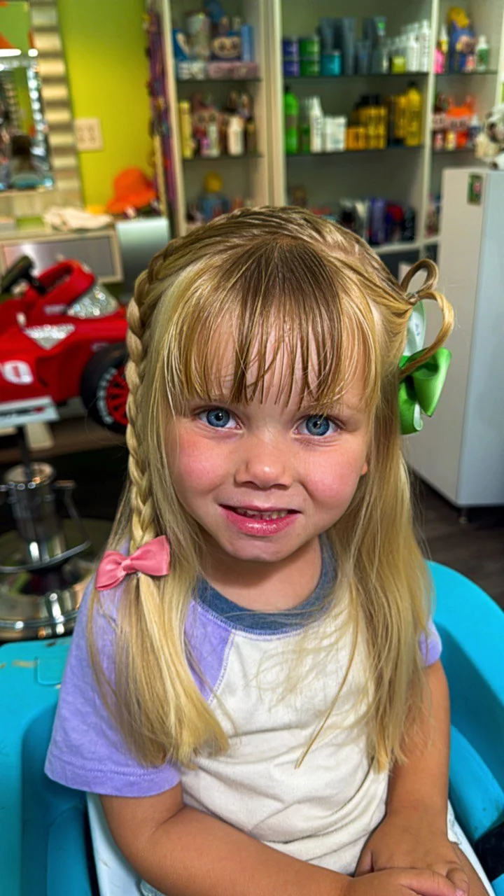 Braids and styled hair at Sparkles and Spikes kids salon #045