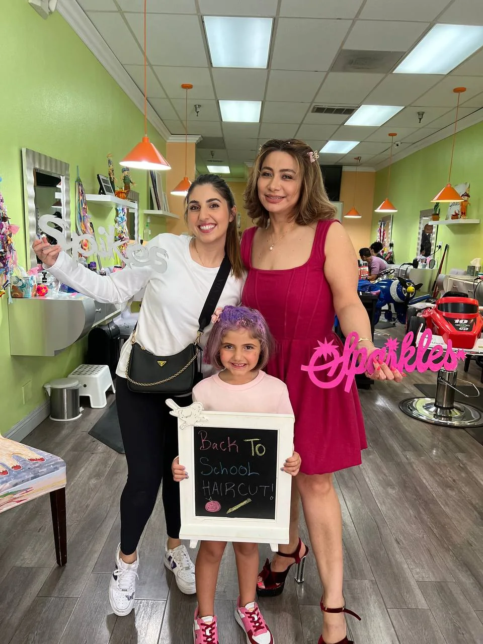 Family salon moment at Sparkles and Spikes kids salon #035