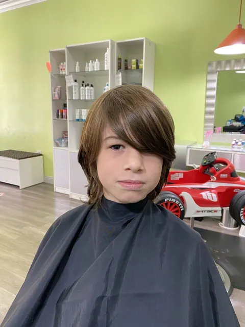 Boy haircut at Sparkles and Spikes kids salon #057