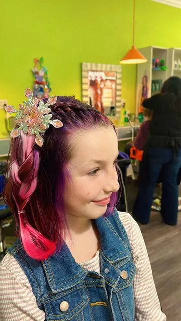 Braids and styled hair at Sparkles and Spikes kids salon #013