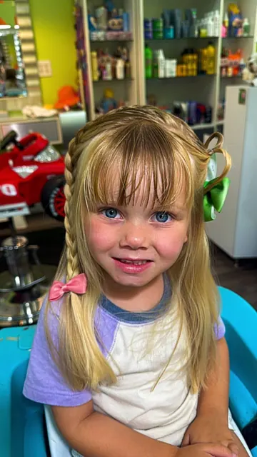Braids and styled hair at Sparkles and Spikes kids salon #045